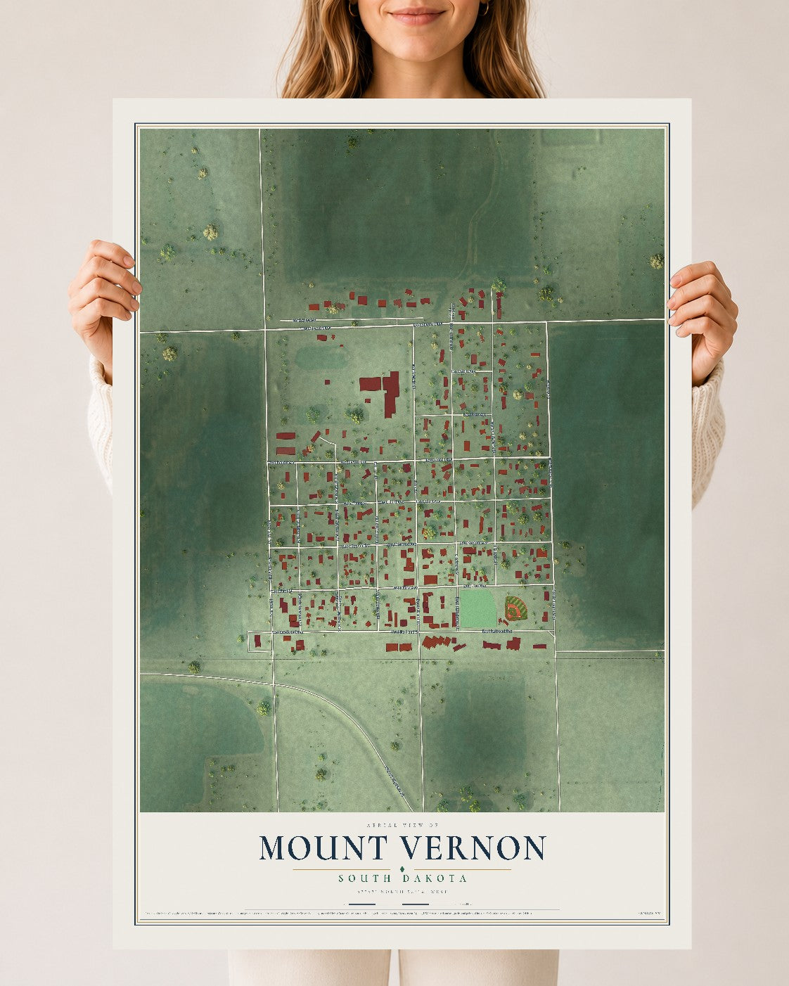 Map of Mount Vernon, South Dakota, 24 x 36 inch unframed archival matte print
