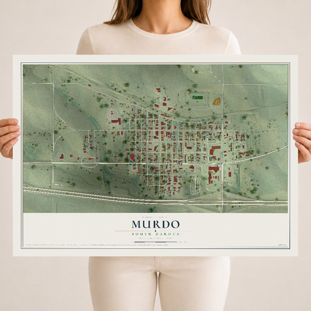 Map of Murdo, South Dakota, 18 x 24 inch unframed archival matte print