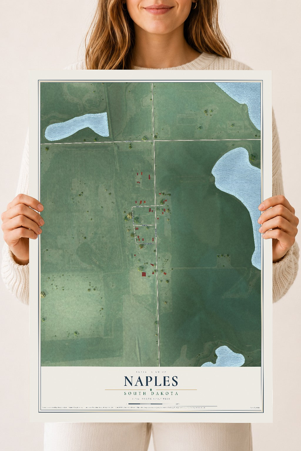 Map of Naples, South Dakota, 18 x 24 inch unframed archival matte print