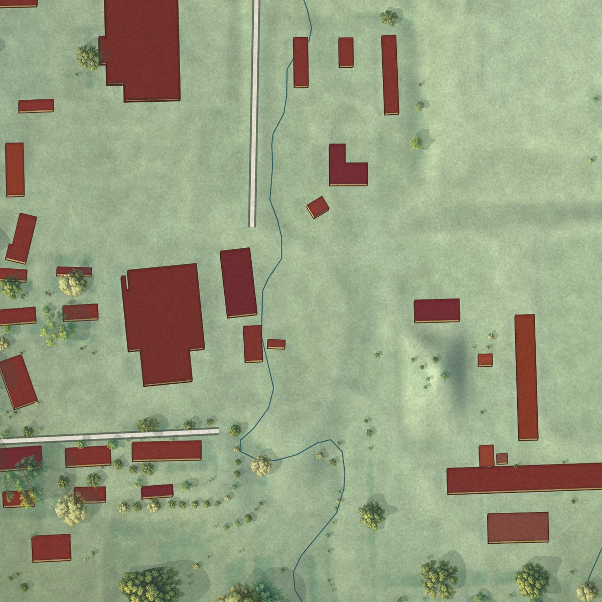 Close-up of the map of Newdale Colony, South Dakota print showing street and building detail