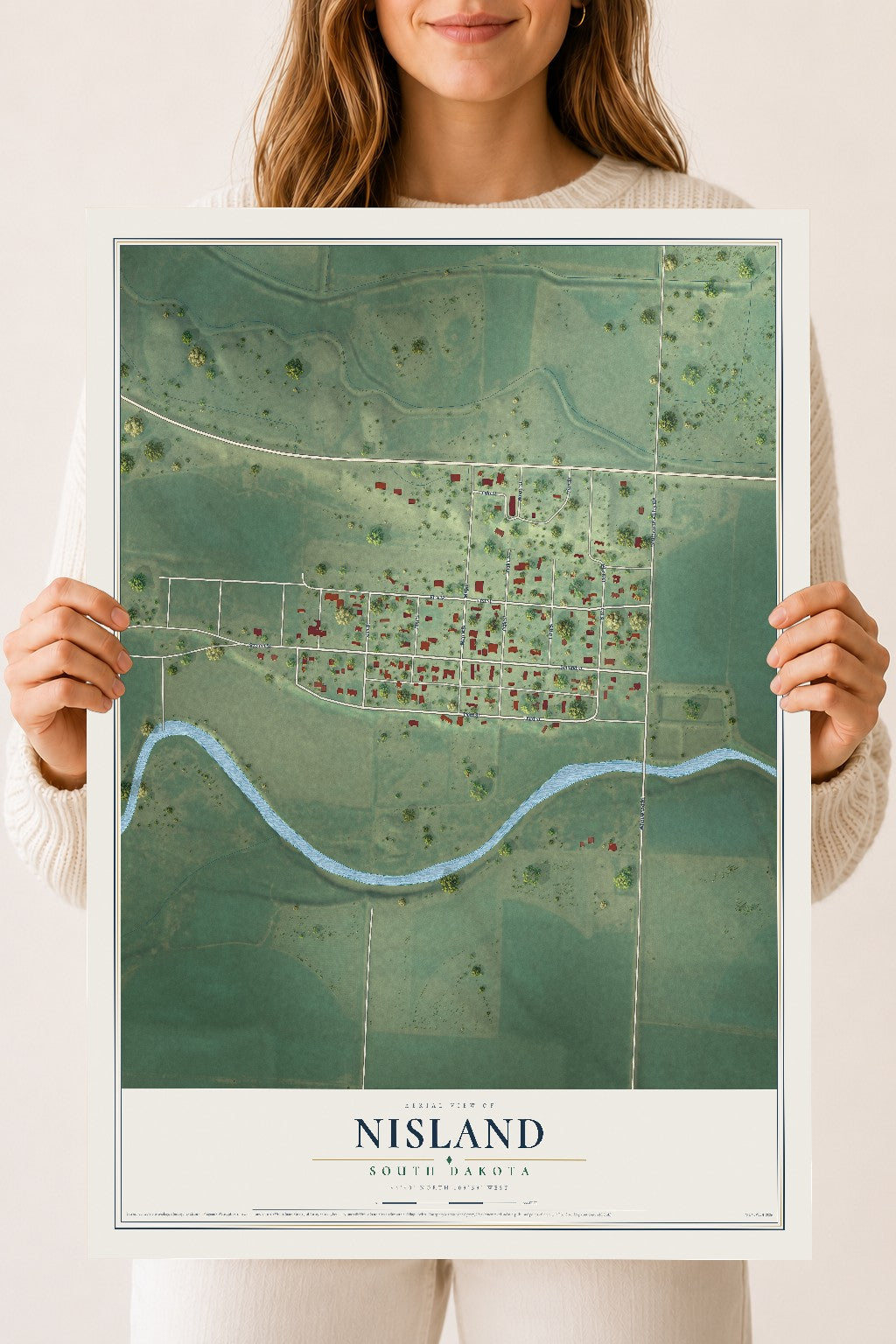Map of Nisland, South Dakota, 18 x 24 inch unframed archival matte print
