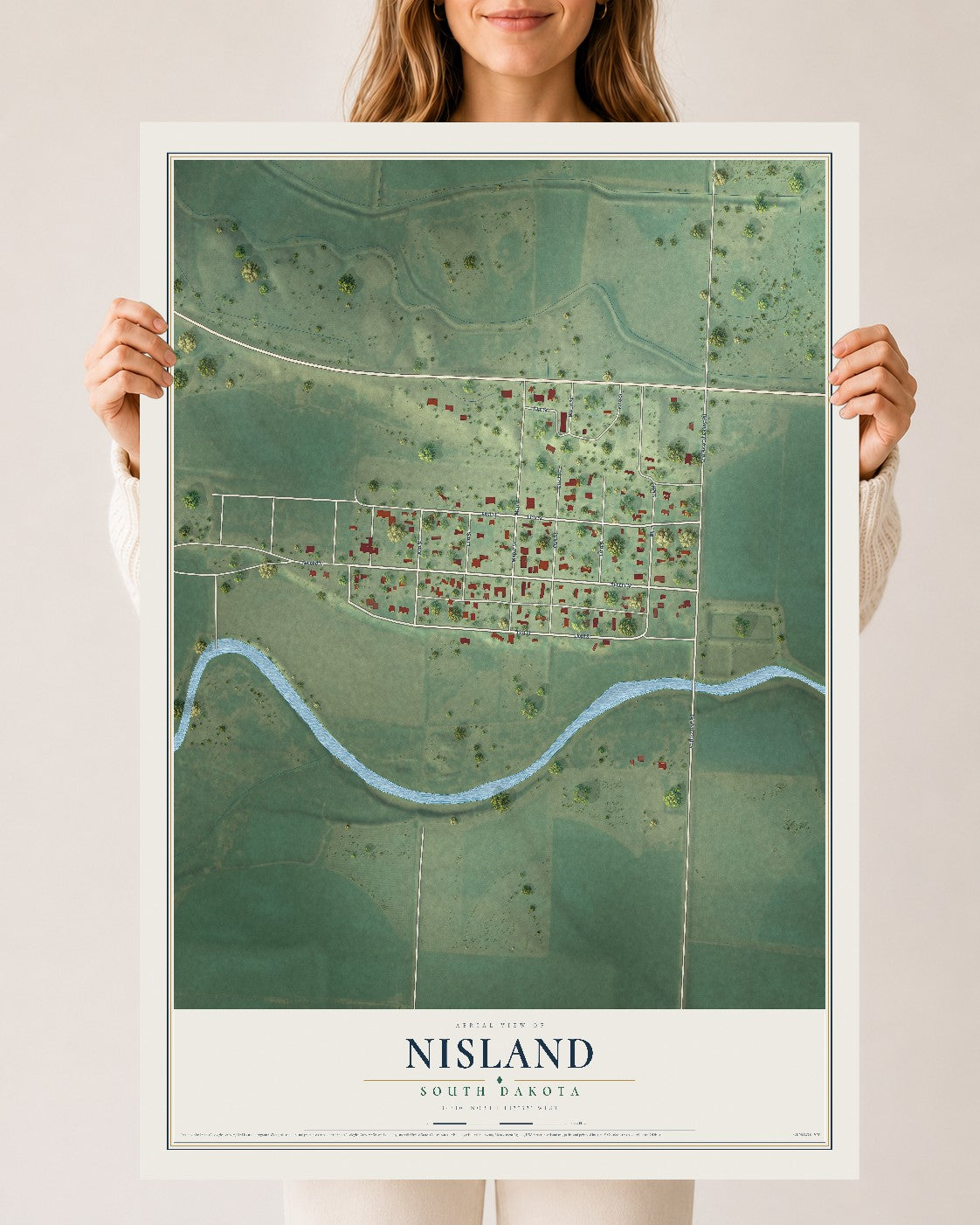 Map of Nisland, South Dakota, 24 x 36 inch unframed archival matte print