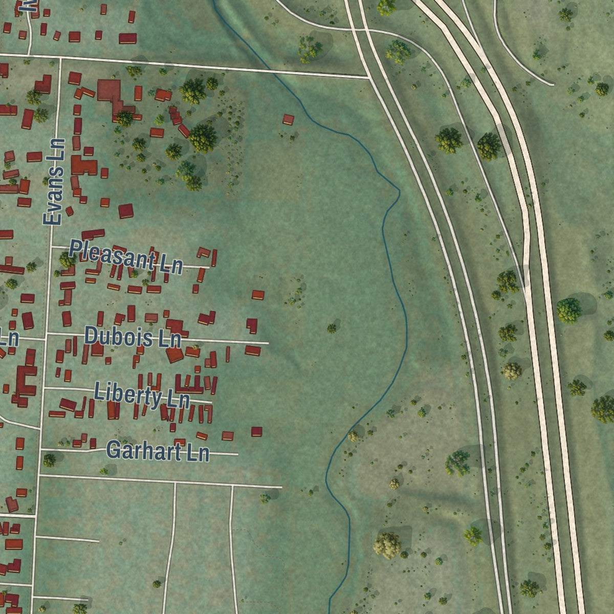 Close-up of the map of North Spearfish, South Dakota print showing street and building detail