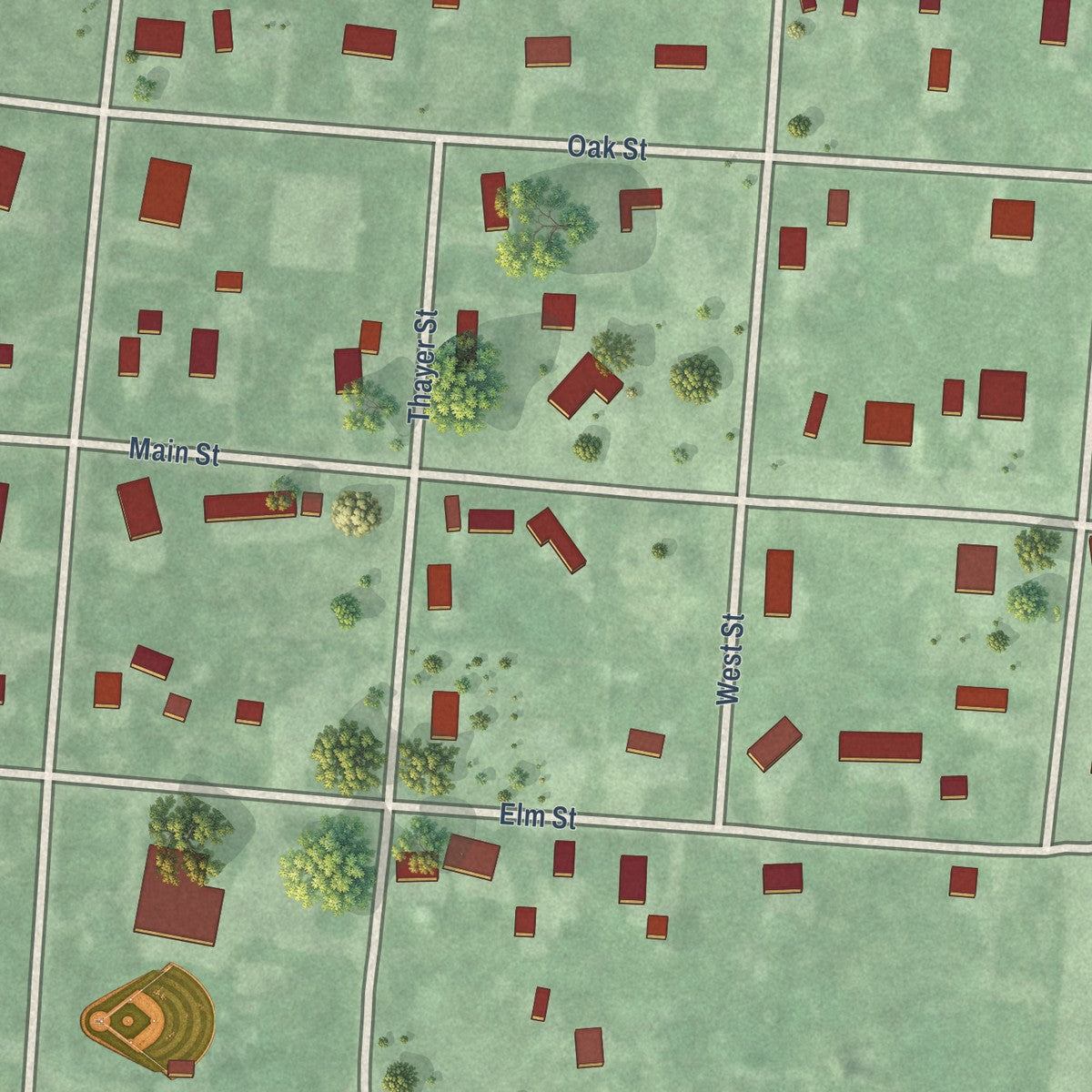 Close-up of the map of Northville, South Dakota print showing street and building detail