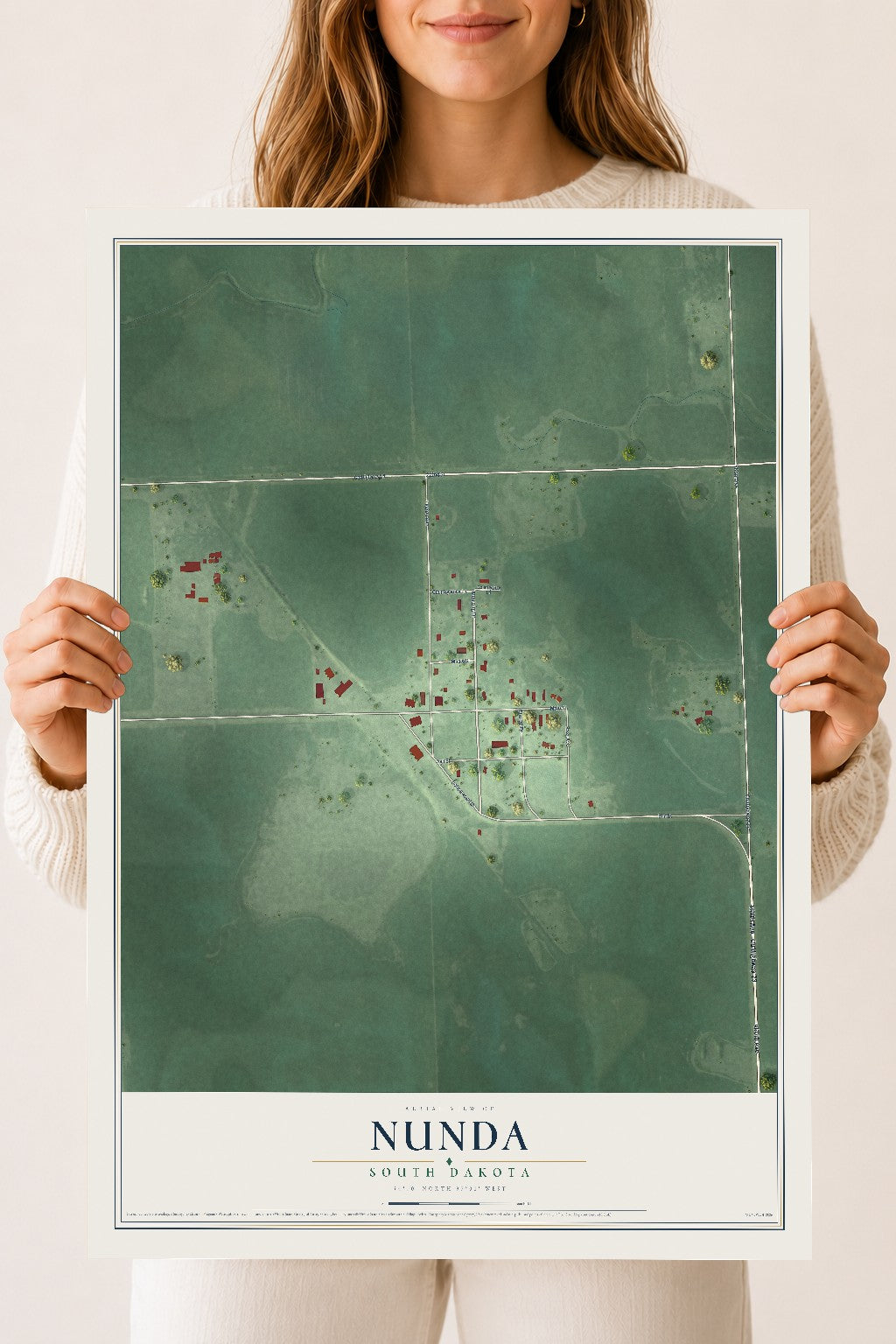 Map of Nunda, South Dakota, 18 x 24 inch unframed archival matte print