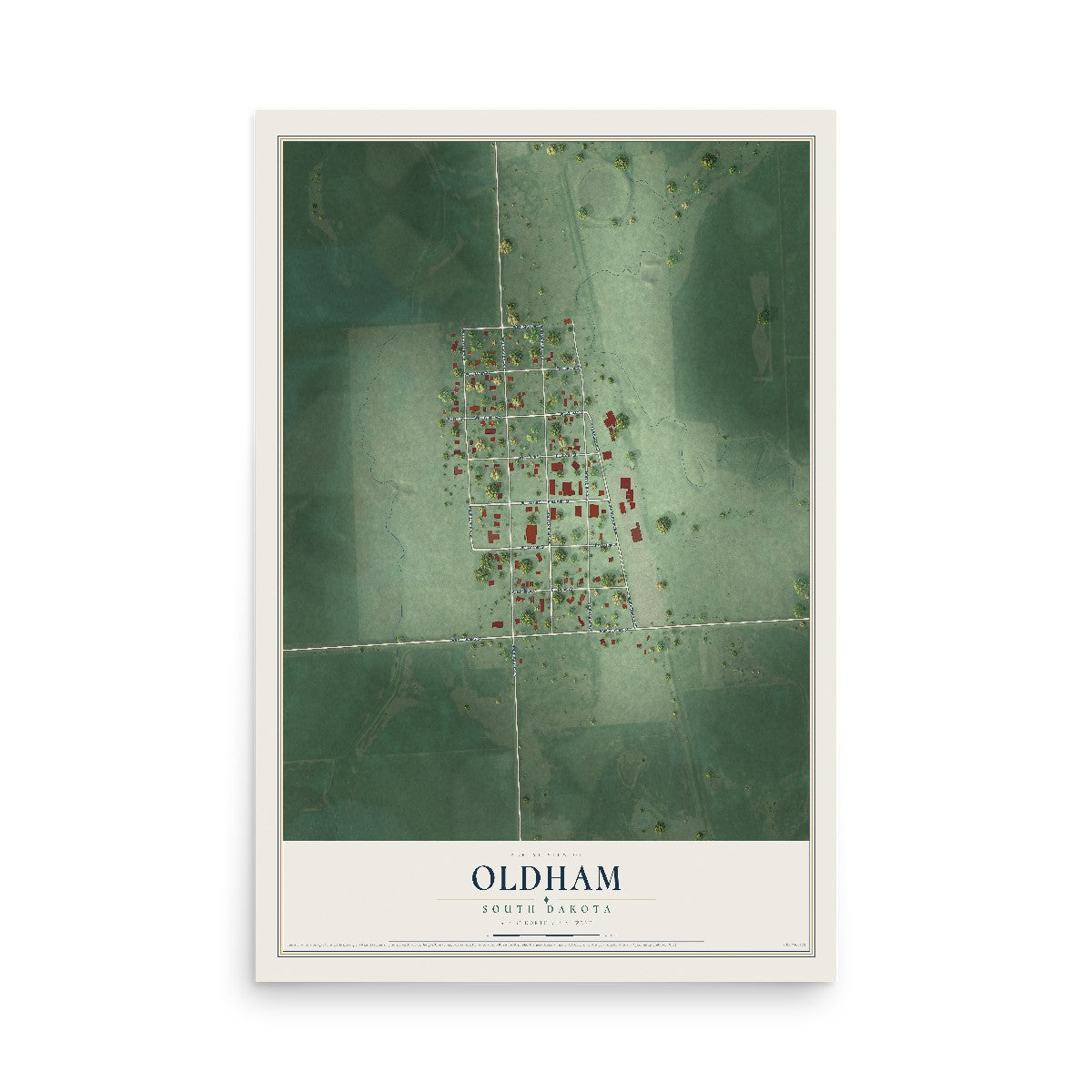 Map of Oldham, South Dakota, 12 x 18 inch unframed archival matte print