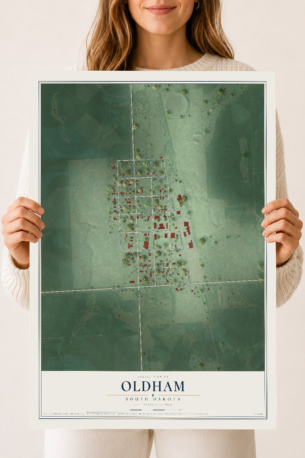 Map of Oldham, South Dakota, 18 x 24 inch unframed archival matte print