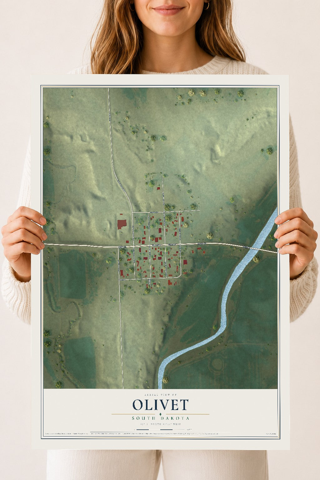 Map of Olivet, South Dakota, 18 x 24 inch unframed archival matte print