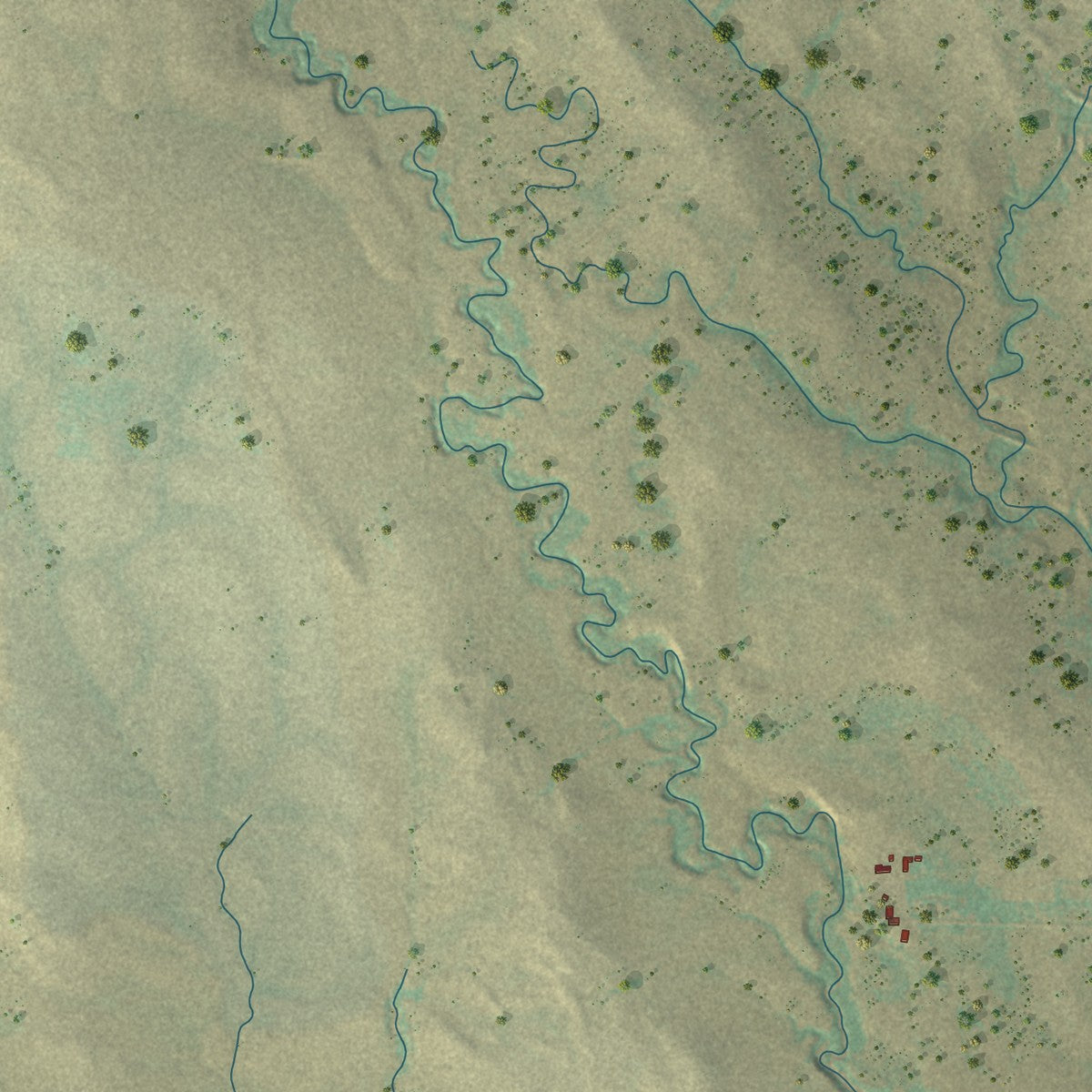 Close-up of the map of Opal, South Dakota print showing street and building detail