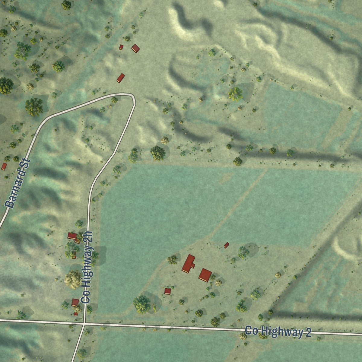 Close-up of the map of Oral, South Dakota print showing street and building detail