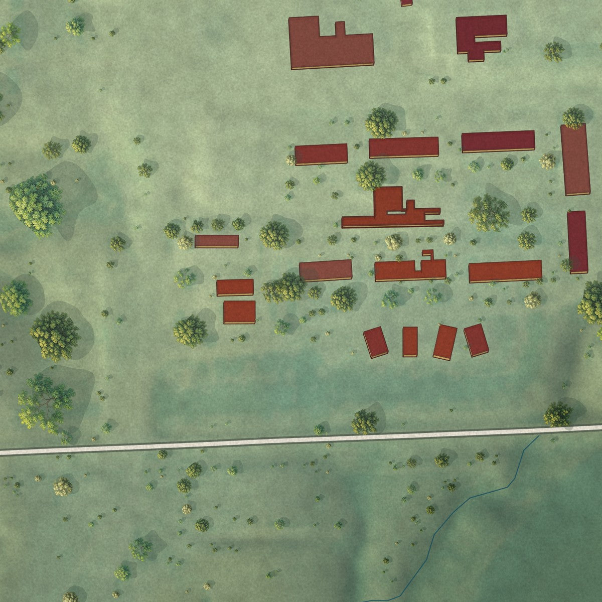 Close-up of the map of Orland Colony, South Dakota print showing street and building detail
