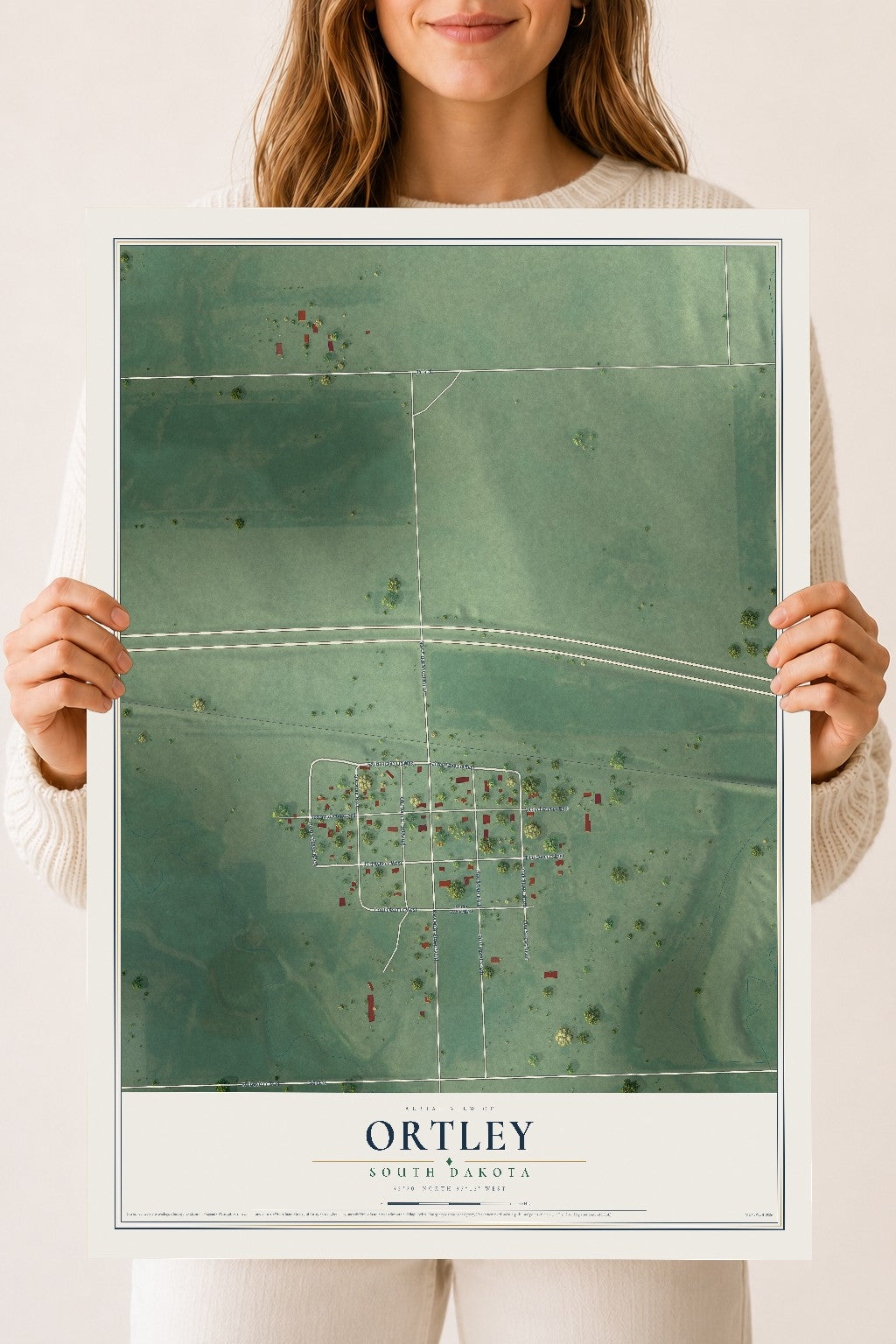 Map of Ortley, South Dakota, 18 x 24 inch unframed archival matte print