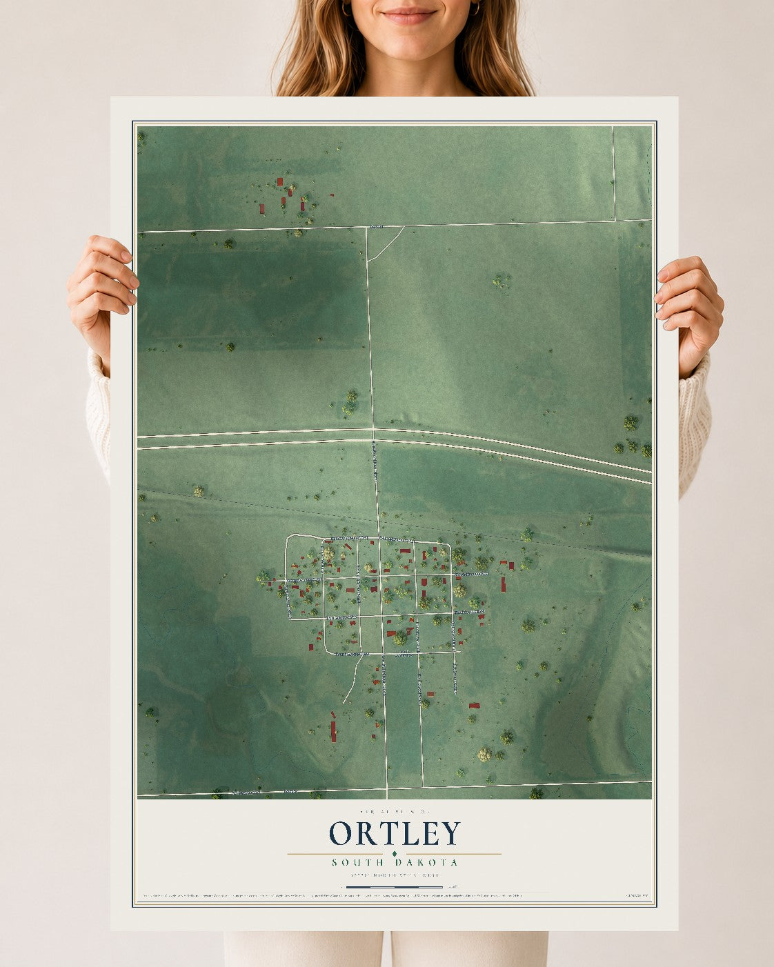 Map of Ortley, South Dakota, 24 x 36 inch unframed archival matte print