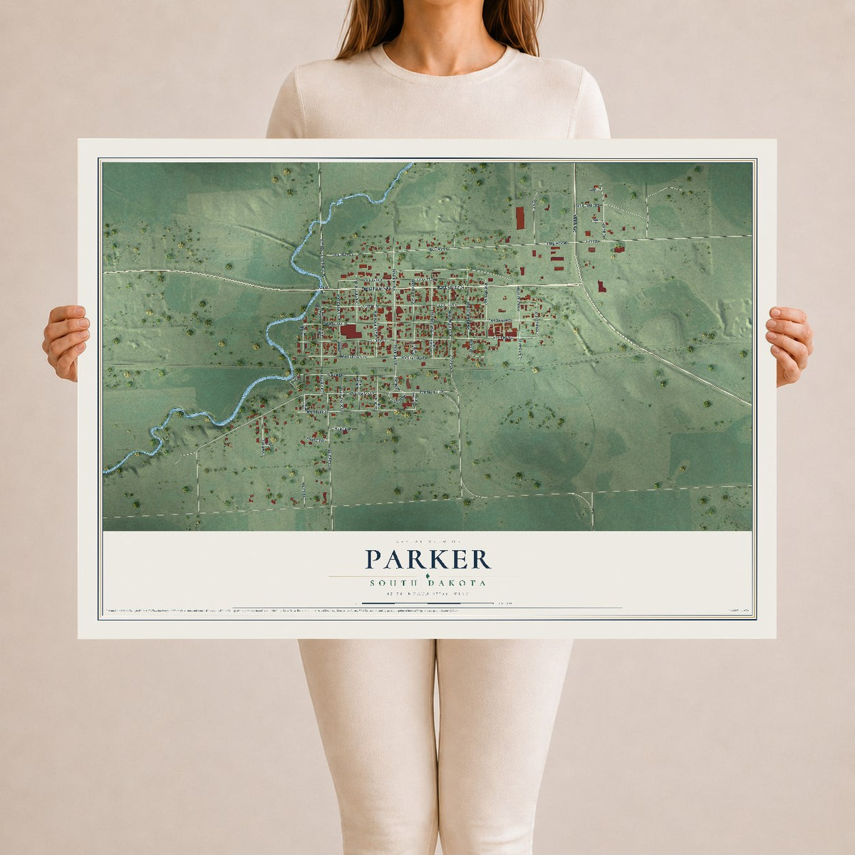 Map of Parker, South Dakota, 24 x 36 inch unframed archival matte print