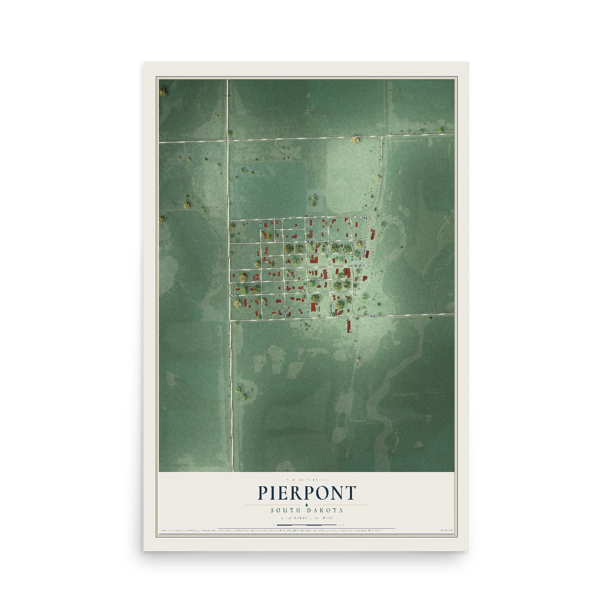 Map of Pierpont, South Dakota, 12 x 18 inch unframed archival matte print