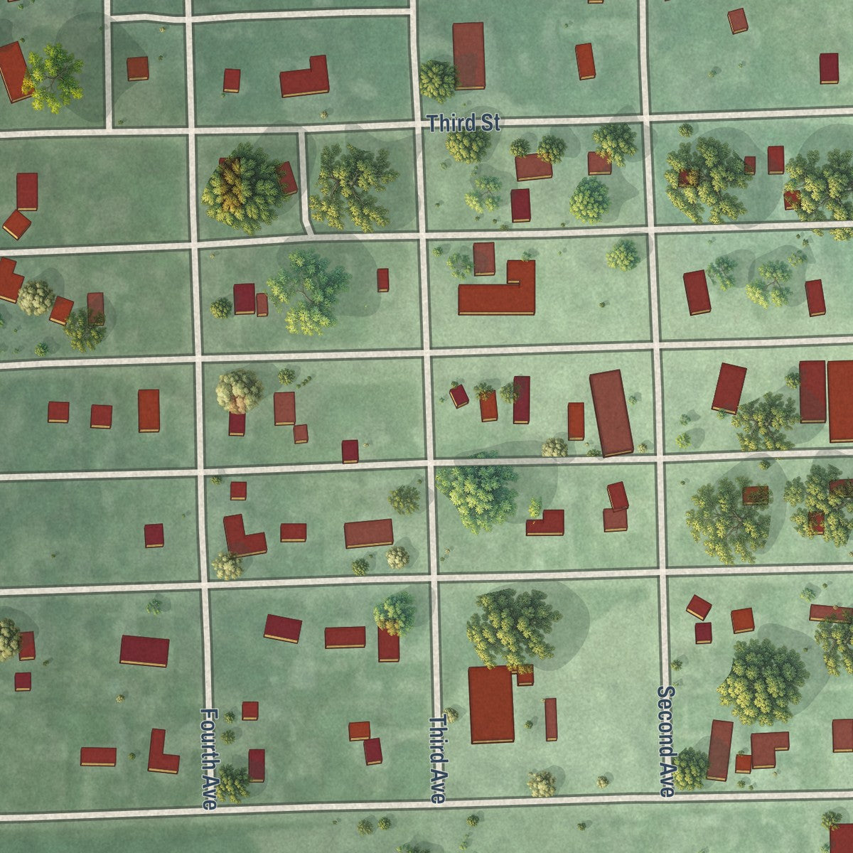 Close-up of the map of Pierpont, South Dakota print showing street and building detail
