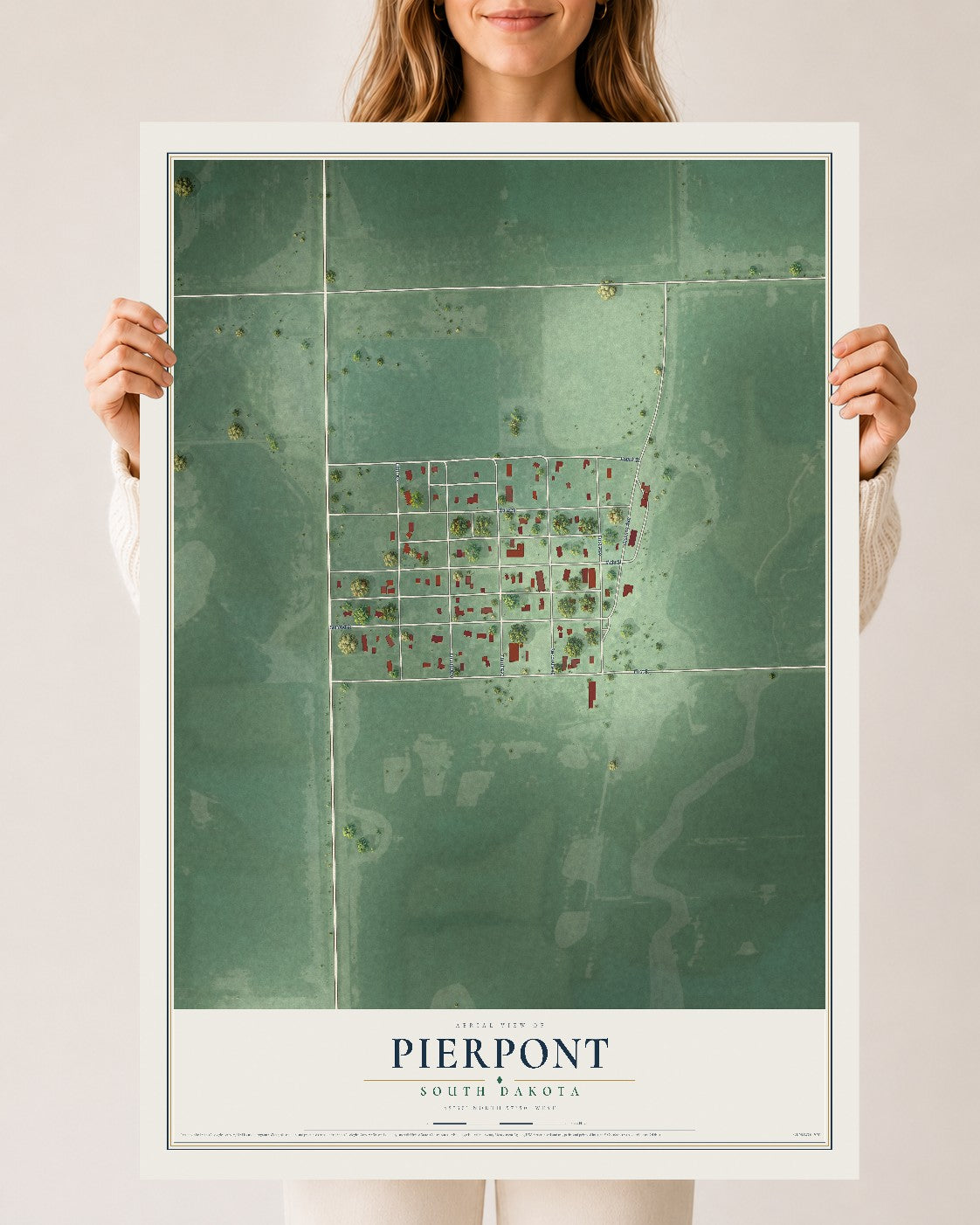 Map of Pierpont, South Dakota, 24 x 36 inch unframed archival matte print