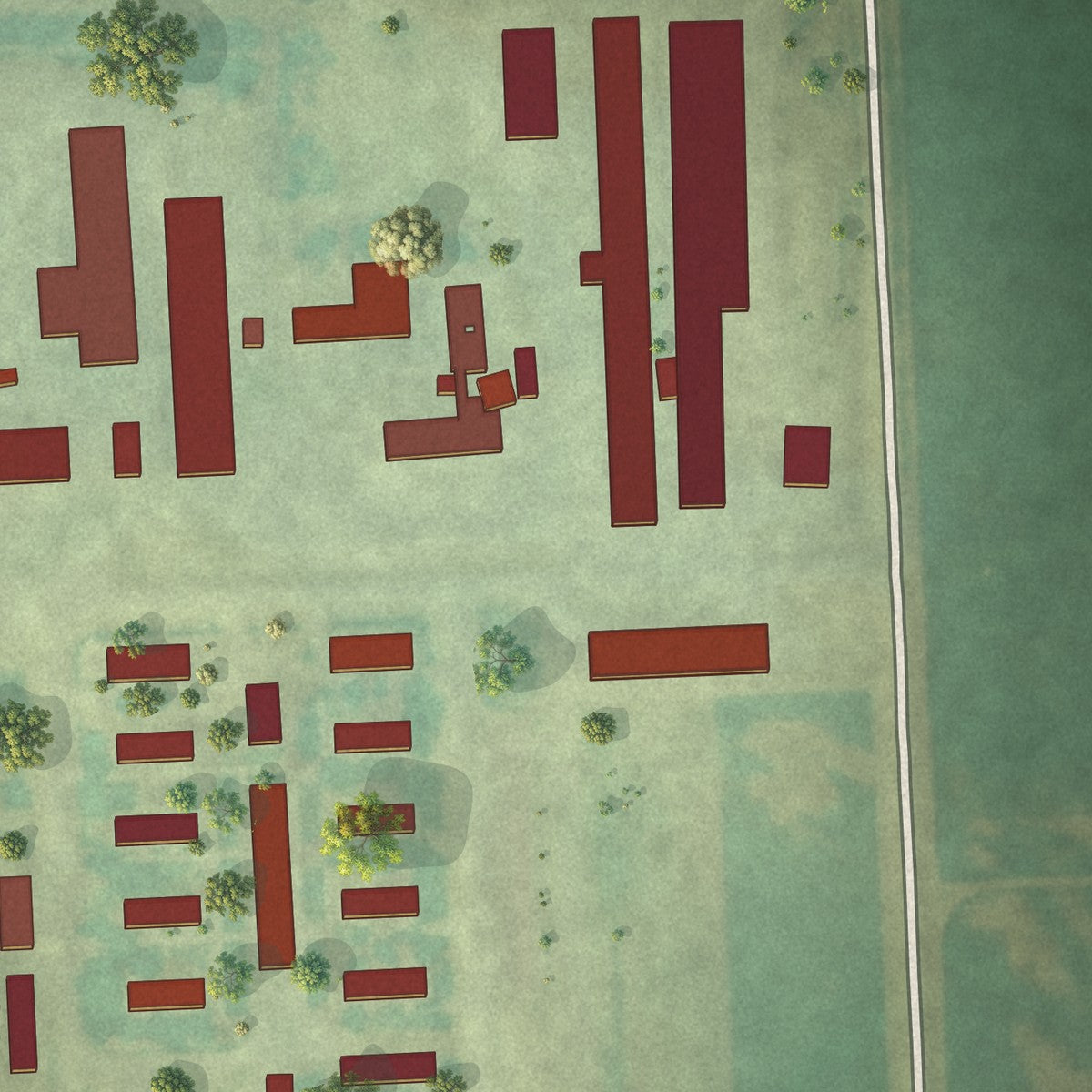 Close-up of the map of Pleasant Valley Colony, South Dakota print showing street and building detail