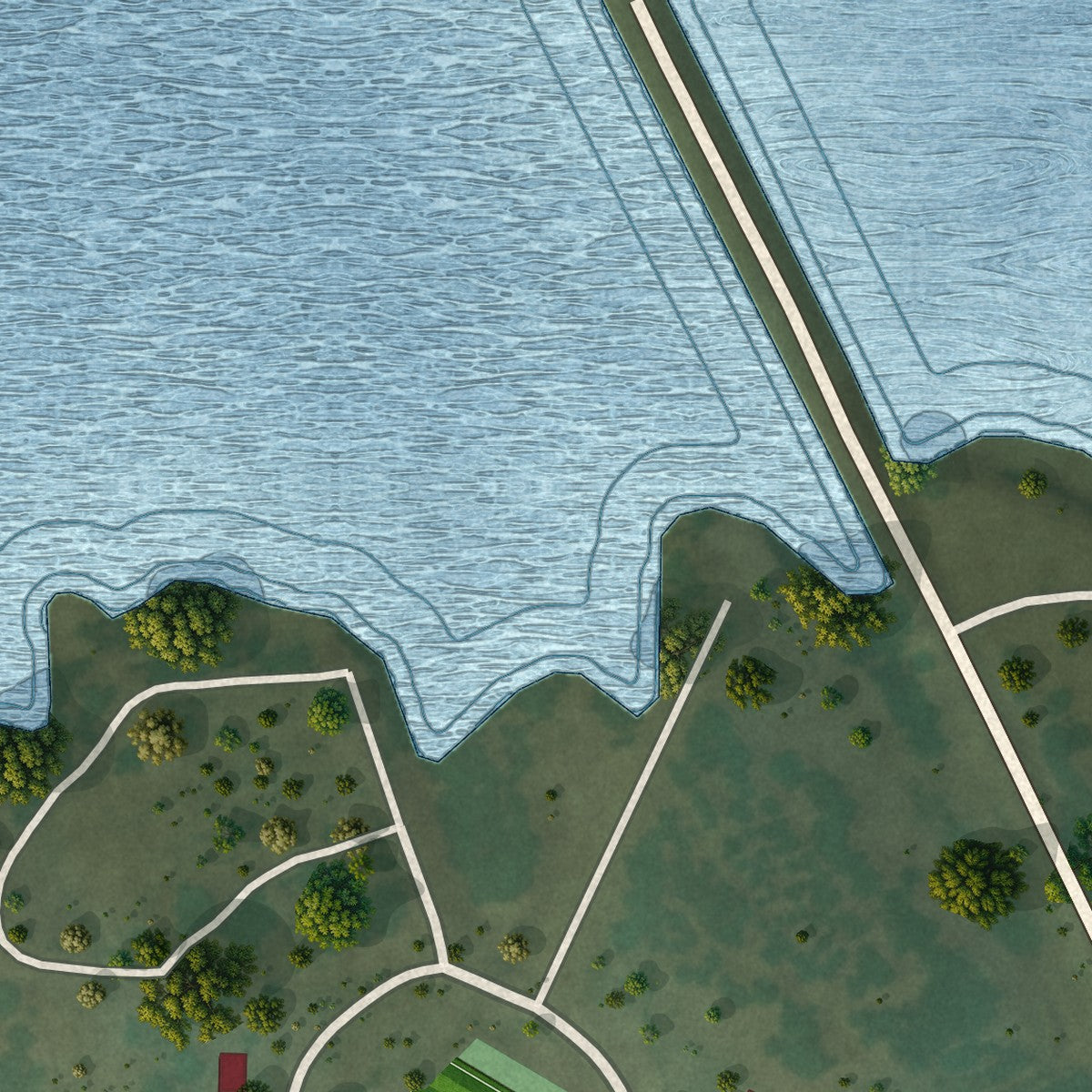 Close-up of the map of Pollock, South Dakota print showing street and building detail