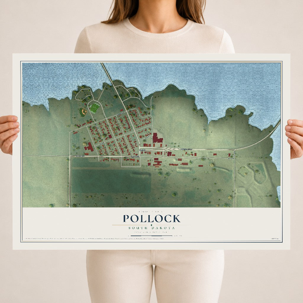 Map of Pollock, South Dakota, 18 x 24 inch unframed archival matte print