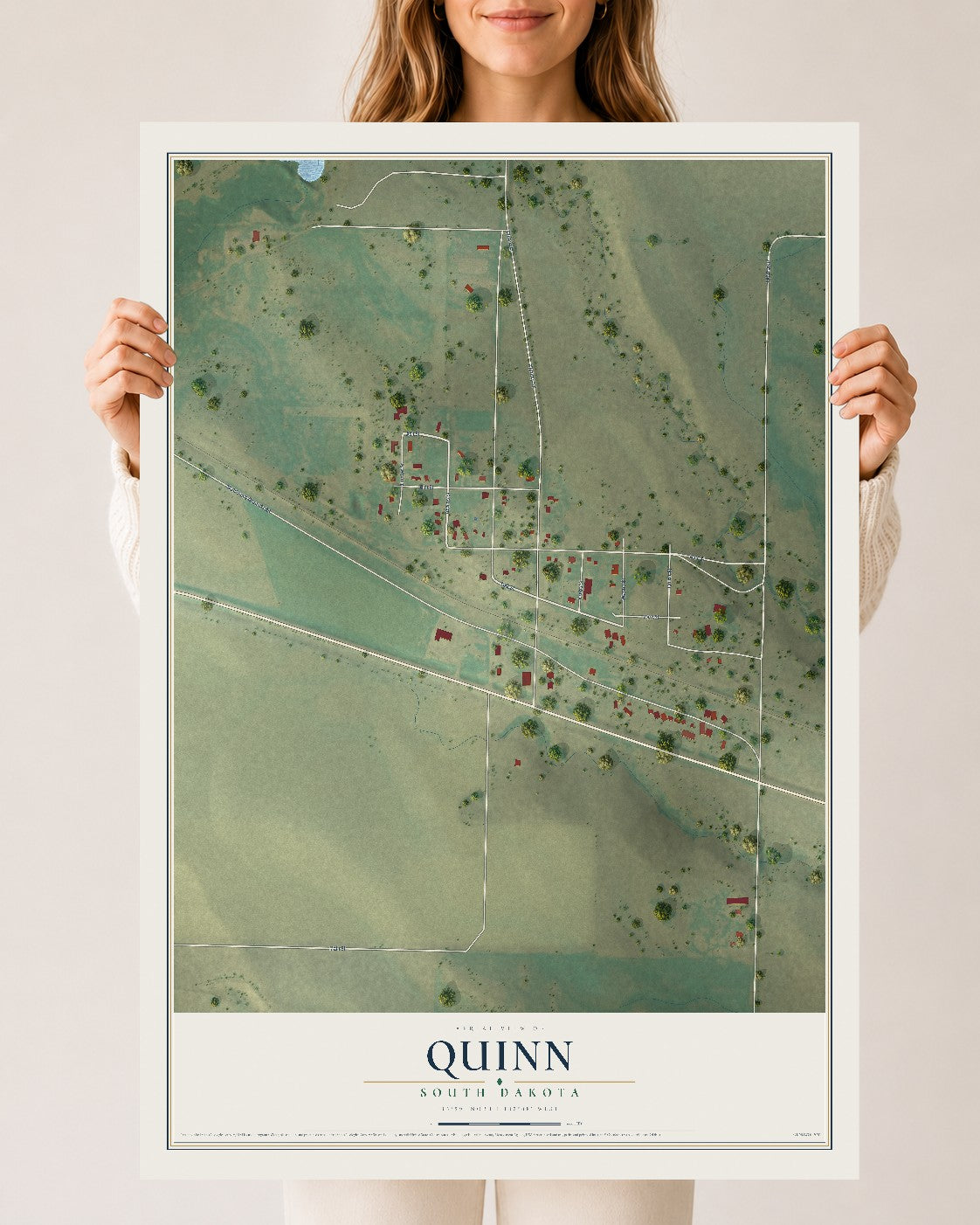 Map of Quinn, South Dakota, 24 x 36 inch unframed archival matte print
