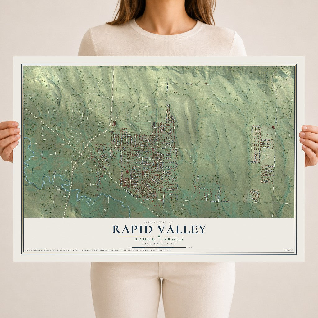 Map of Rapid Valley, South Dakota, 18 x 24 inch unframed archival matte print