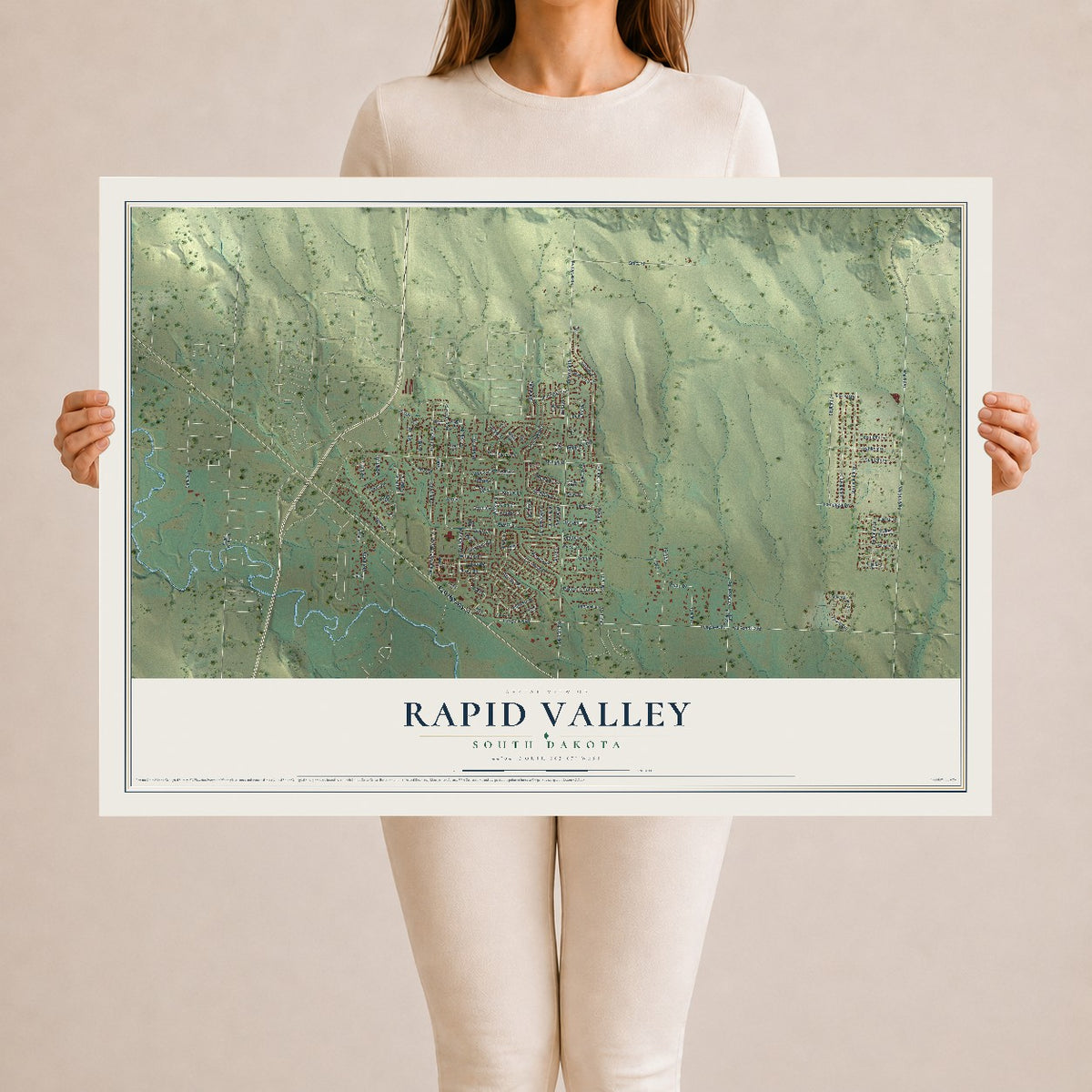 Map of Rapid Valley, South Dakota, 24 x 36 inch unframed archival matte print