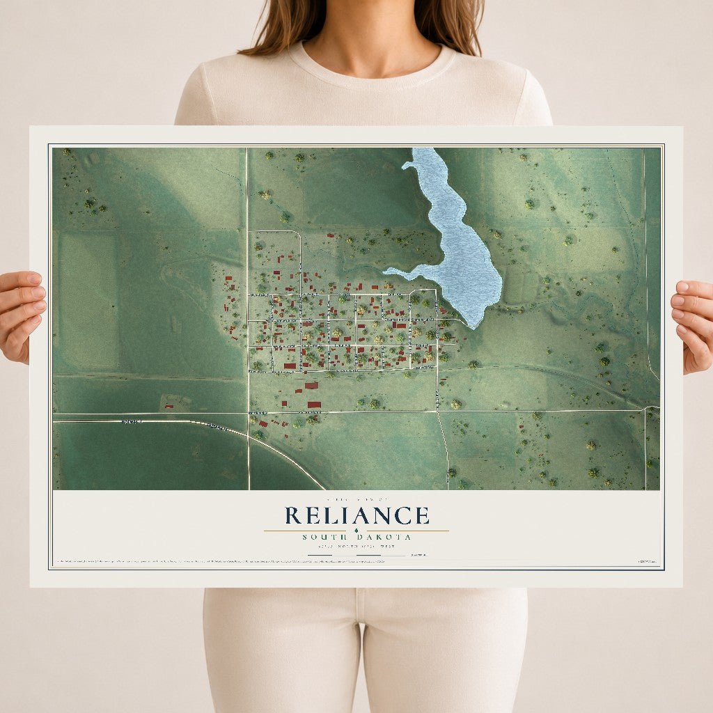 Map of Reliance, South Dakota, 18 x 24 inch unframed archival matte print