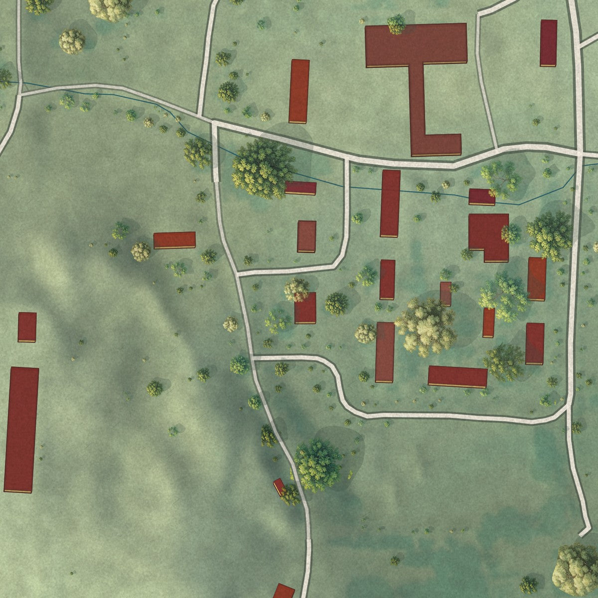 Close-up of the map of Rockport Colony, South Dakota print showing street and building detail