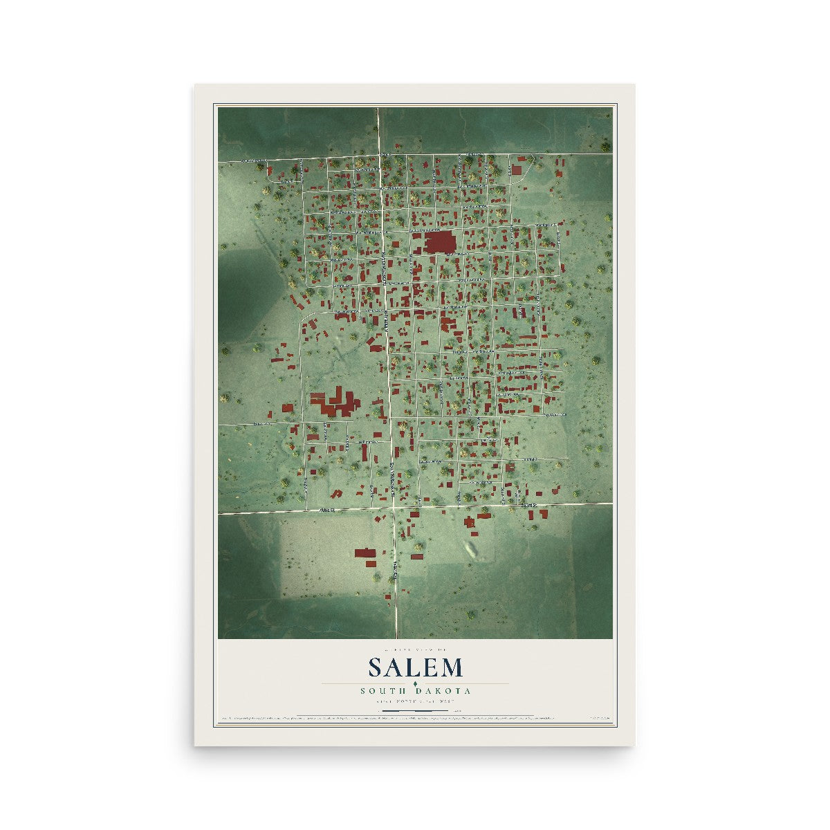 Map of Salem, South Dakota, 12 x 18 inch unframed archival matte print