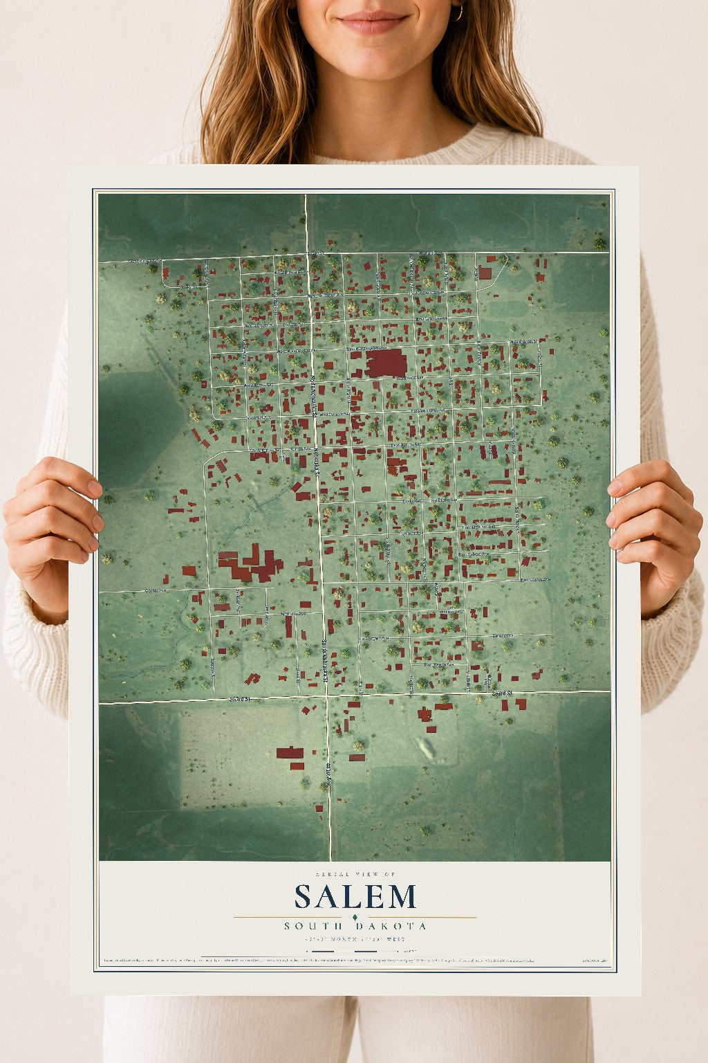 Map of Salem, South Dakota, 18 x 24 inch unframed archival matte print