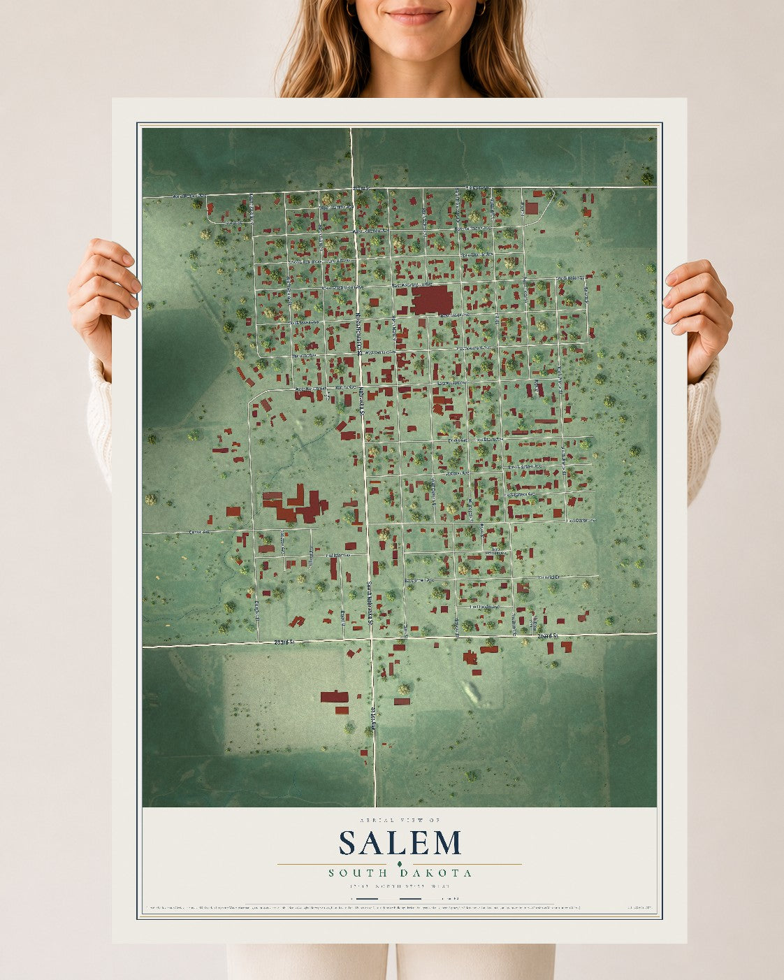 Map of Salem, South Dakota, 24 x 36 inch unframed archival matte print