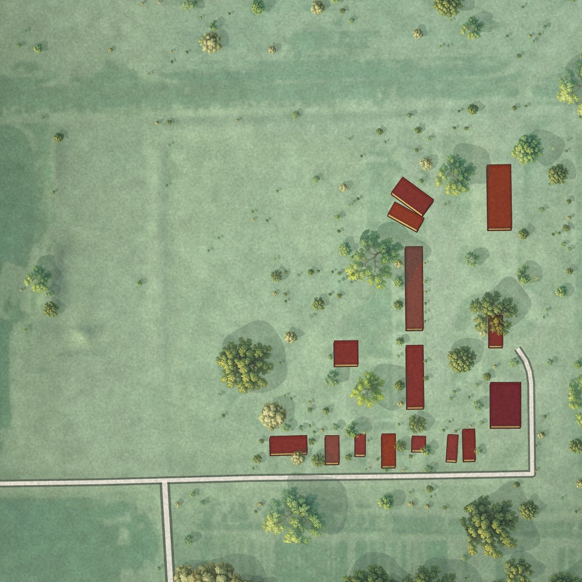 Close-up of the map of Shamrock Colony, South Dakota print showing street and building detail