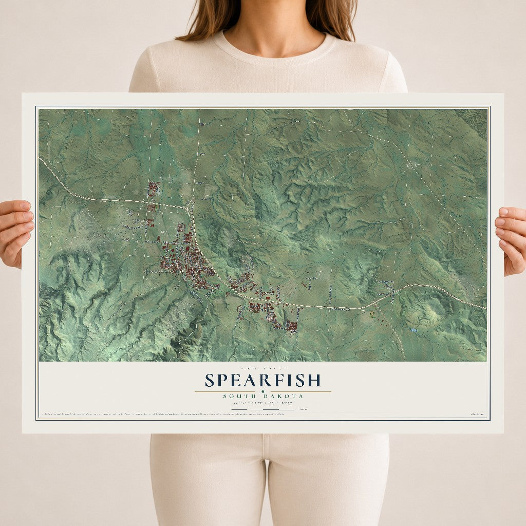 Map of Spearfish, South Dakota, 18 x 24 inch unframed archival matte print