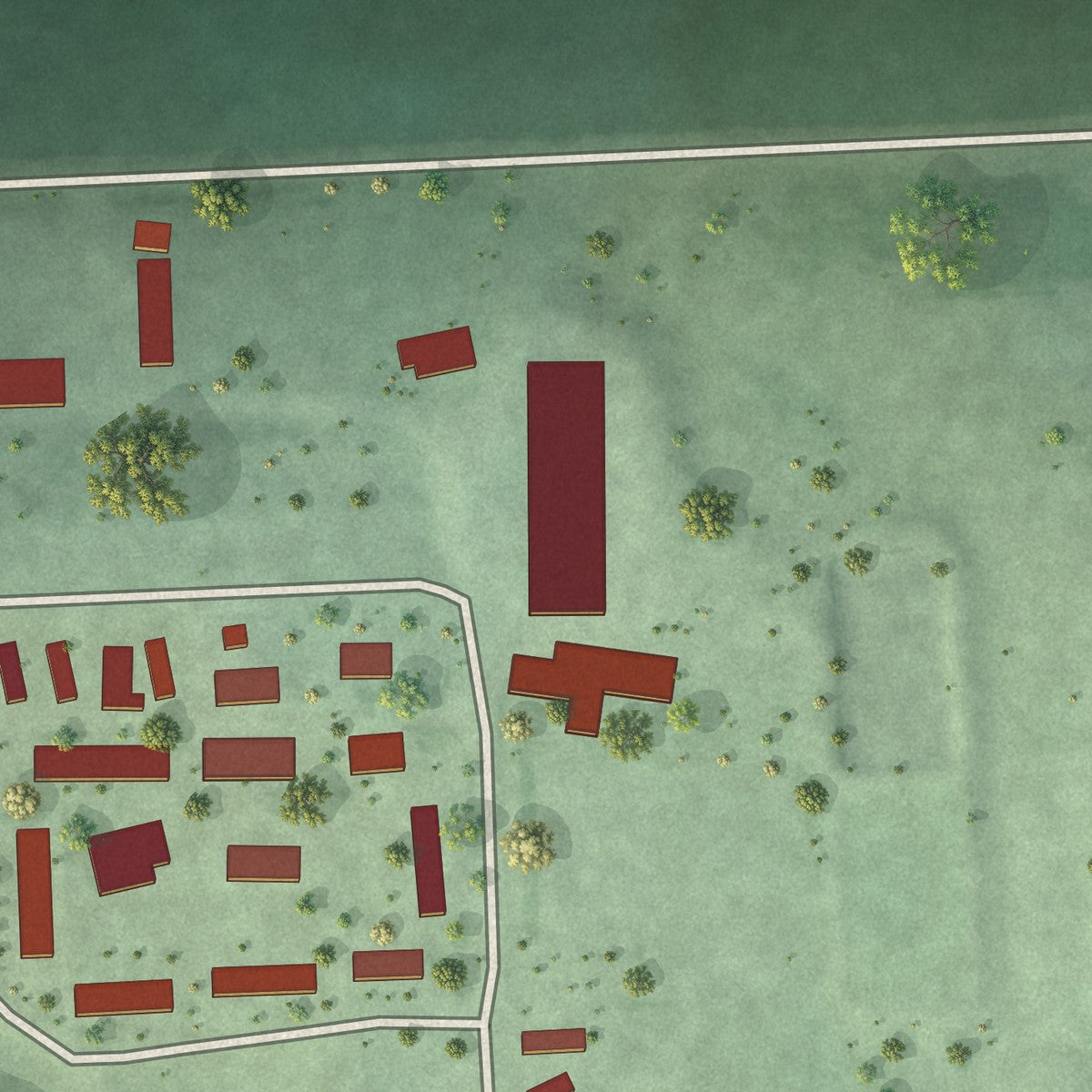 Close-up of the map of Spring Lake Colony, South Dakota print showing street and building detail