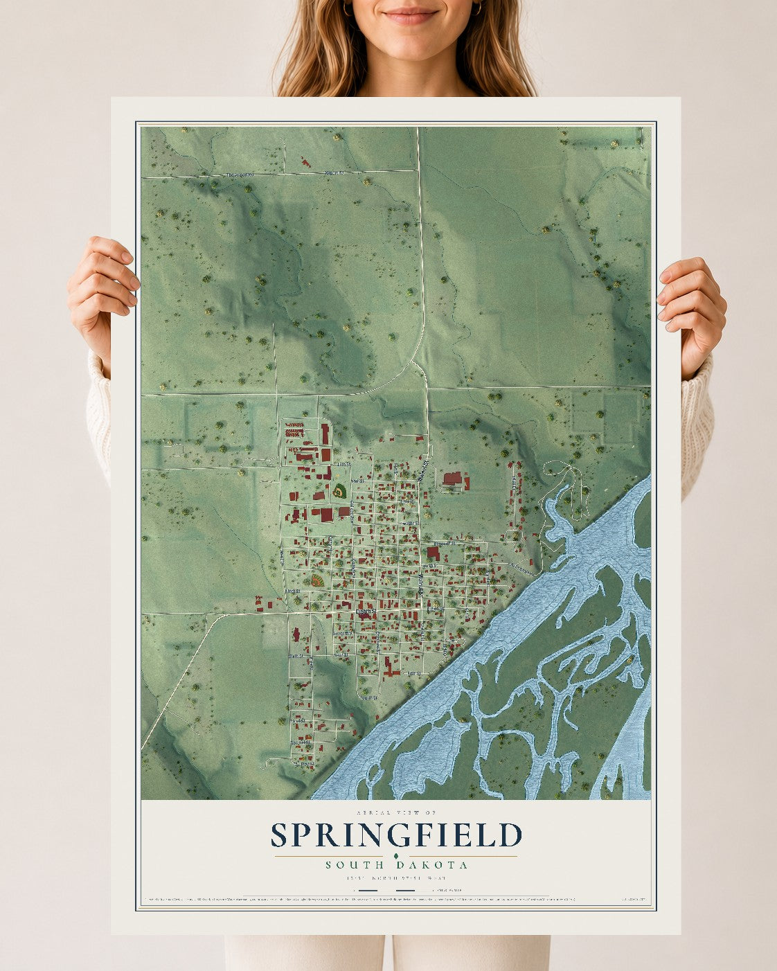 Map of Springfield, South Dakota, 24 x 36 inch unframed archival matte print