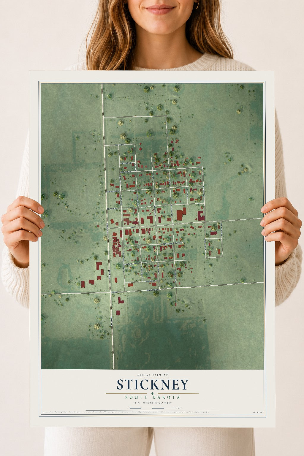 Map of Stickney, South Dakota, 18 x 24 inch unframed archival matte print