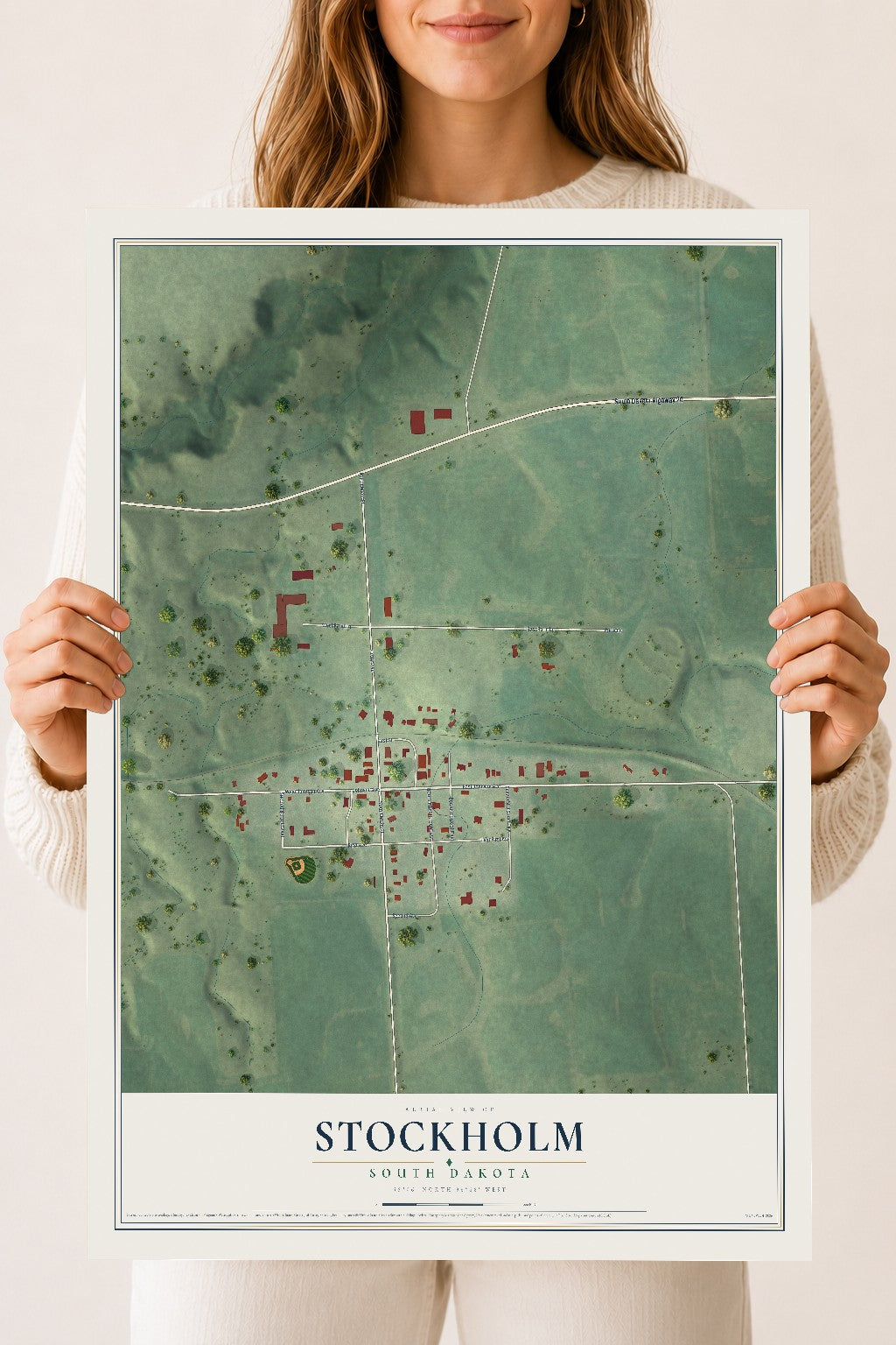 Map of Stockholm, South Dakota, 18 x 24 inch unframed archival matte print