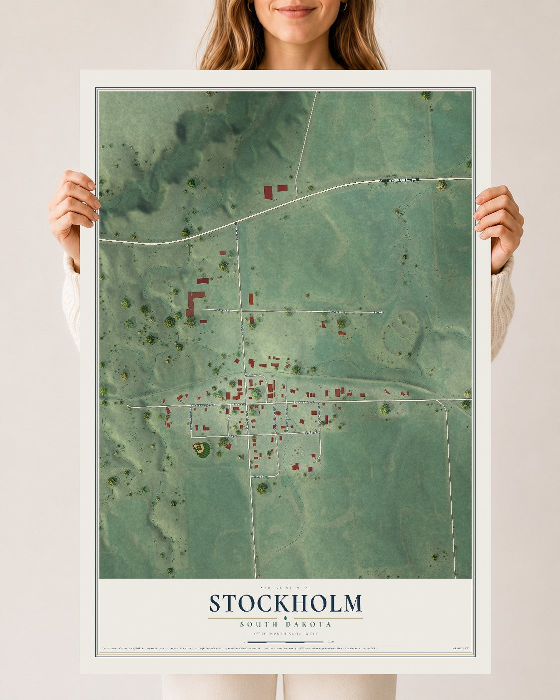 Map of Stockholm, South Dakota, 24 x 36 inch unframed archival matte print