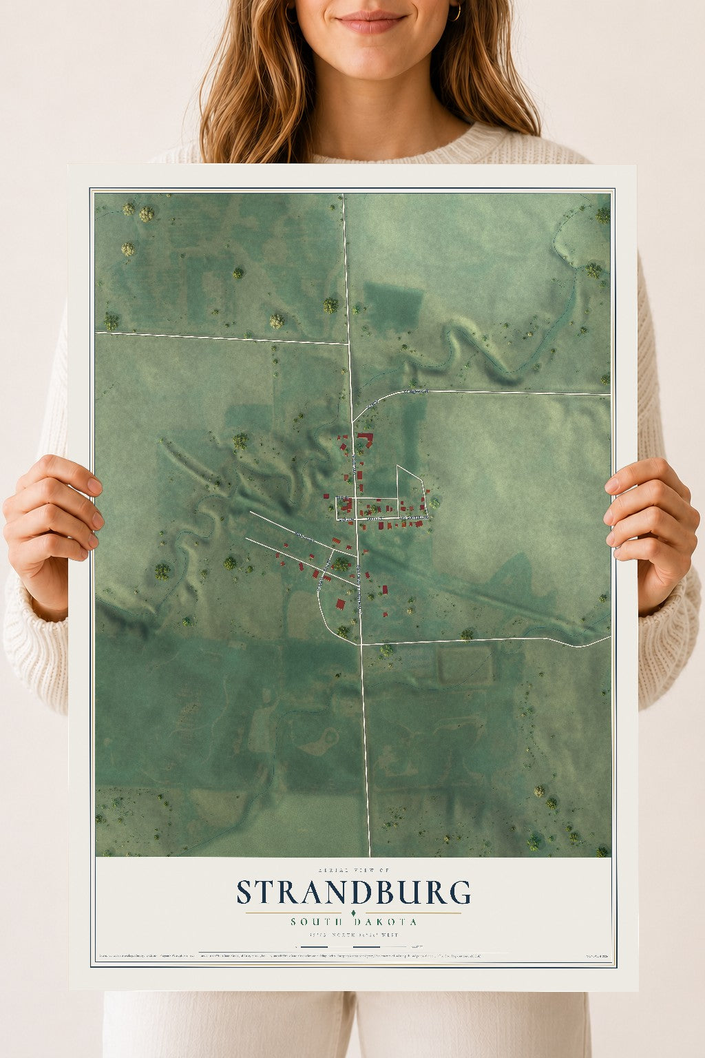 Map of Strandburg, South Dakota, 18 x 24 inch unframed archival matte print