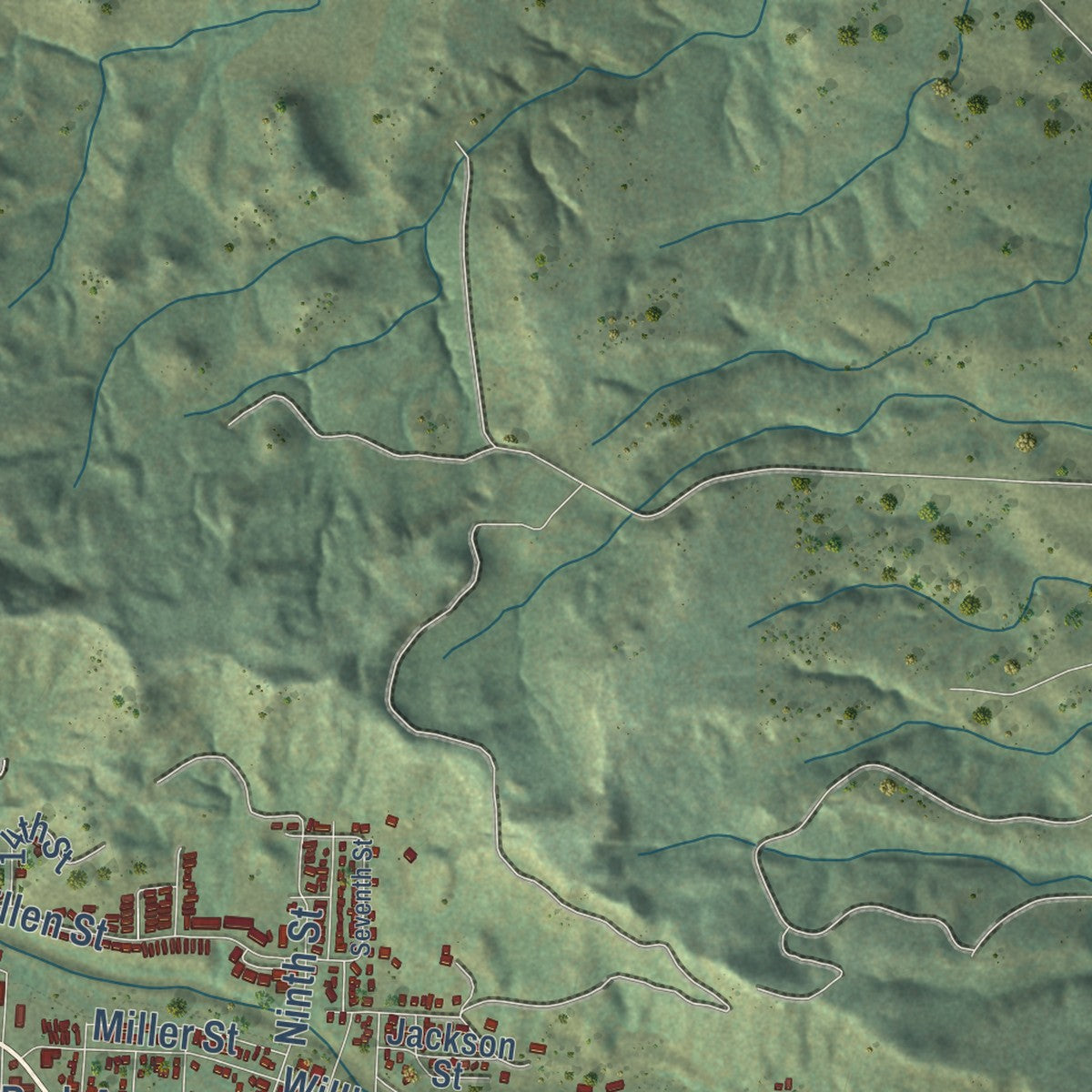 Second close-up of the map of Sturgis, South Dakota print showing more streets and buildings