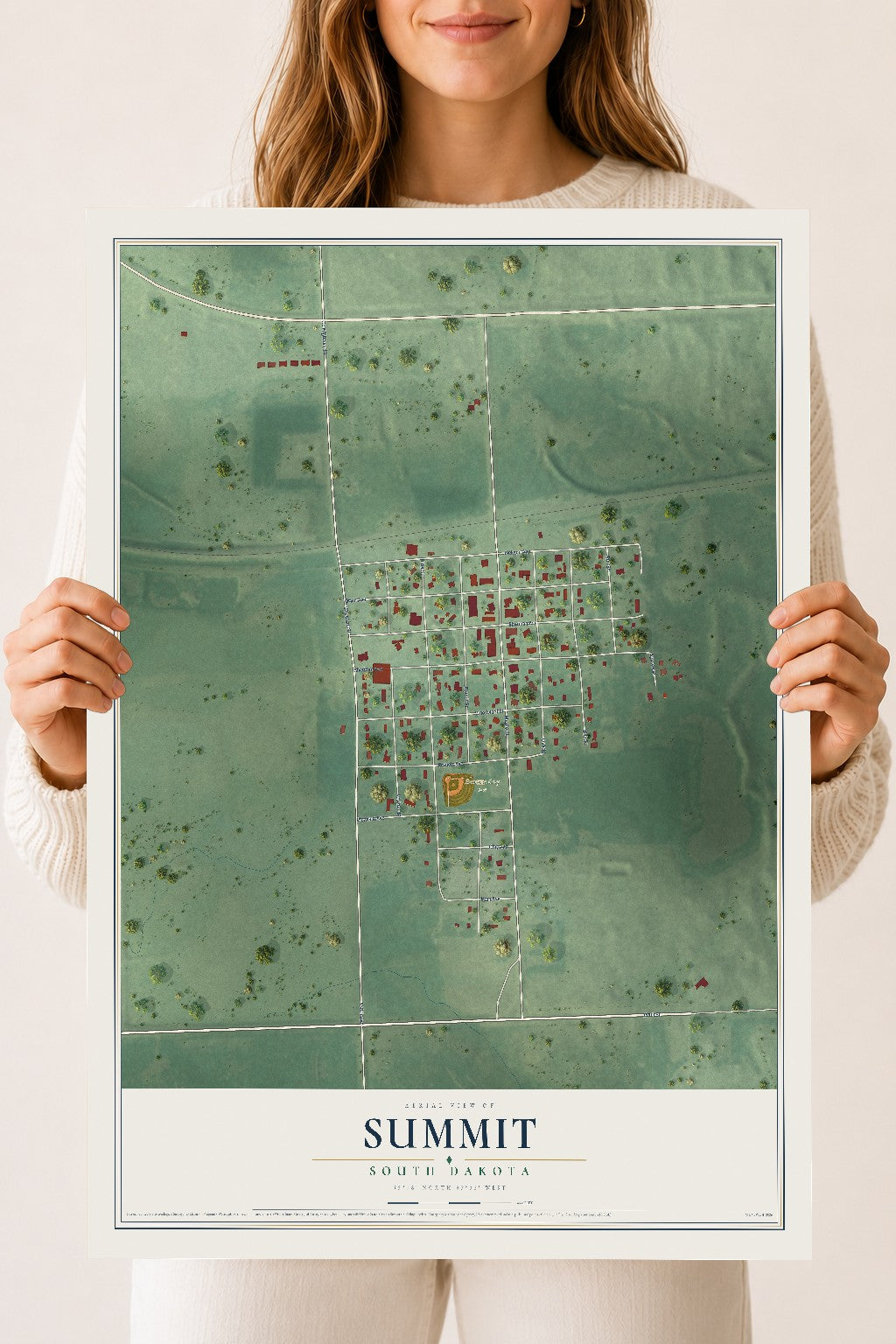 Map of Summit, South Dakota, 18 x 24 inch unframed archival matte print