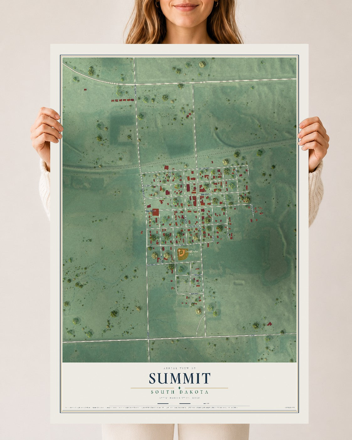 Map of Summit, South Dakota, 24 x 36 inch unframed archival matte print