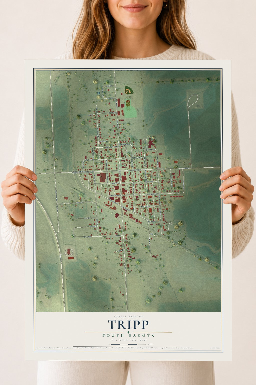 Map of Tripp, South Dakota, 18 x 24 inch unframed archival matte print