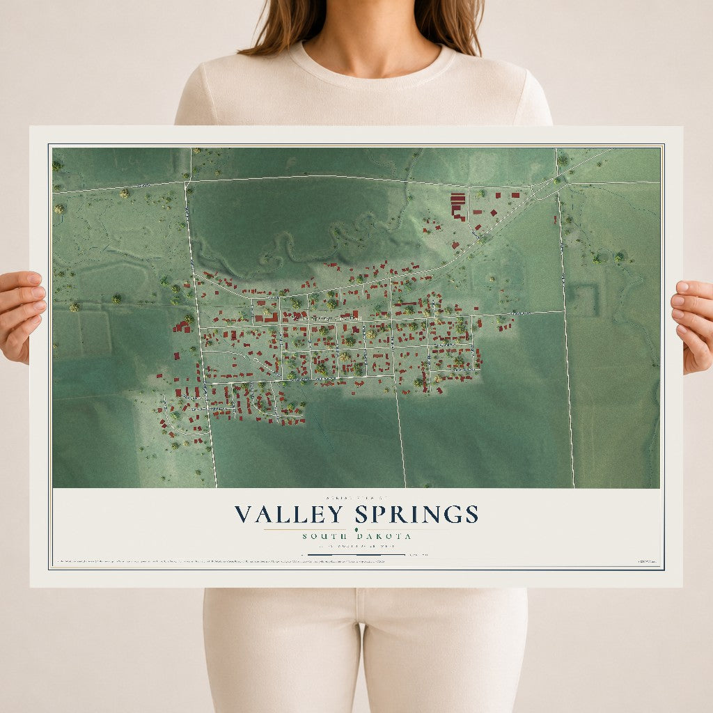 Map of Valley Springs, South Dakota, 18 x 24 inch unframed archival matte print