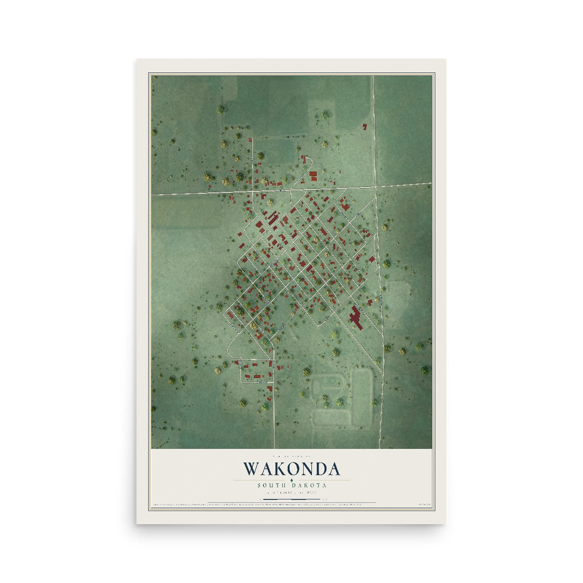 Map of Wakonda, South Dakota, 12 x 18 inch unframed archival matte print