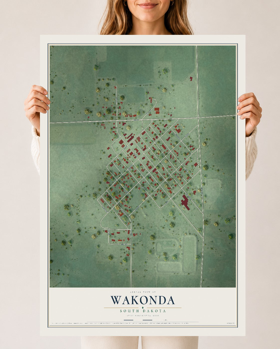 Map of Wakonda, South Dakota, 24 x 36 inch unframed archival matte print