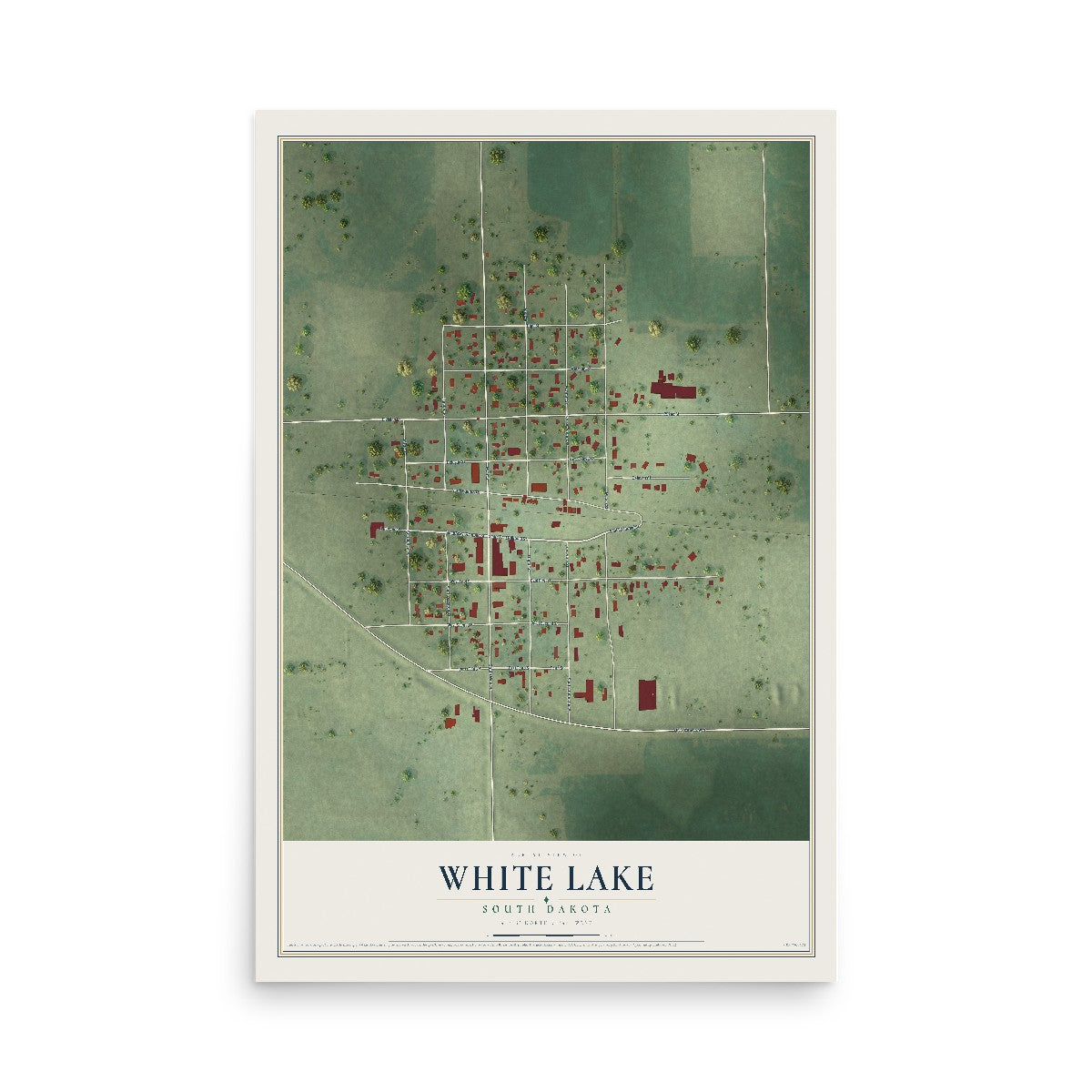 Map of White Lake, South Dakota, 12 x 18 inch unframed archival matte print