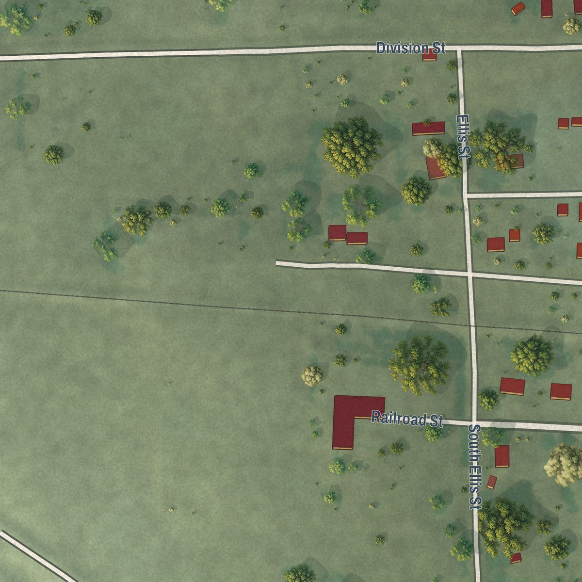 Second close-up of the map of White Lake, South Dakota print showing more streets and buildings