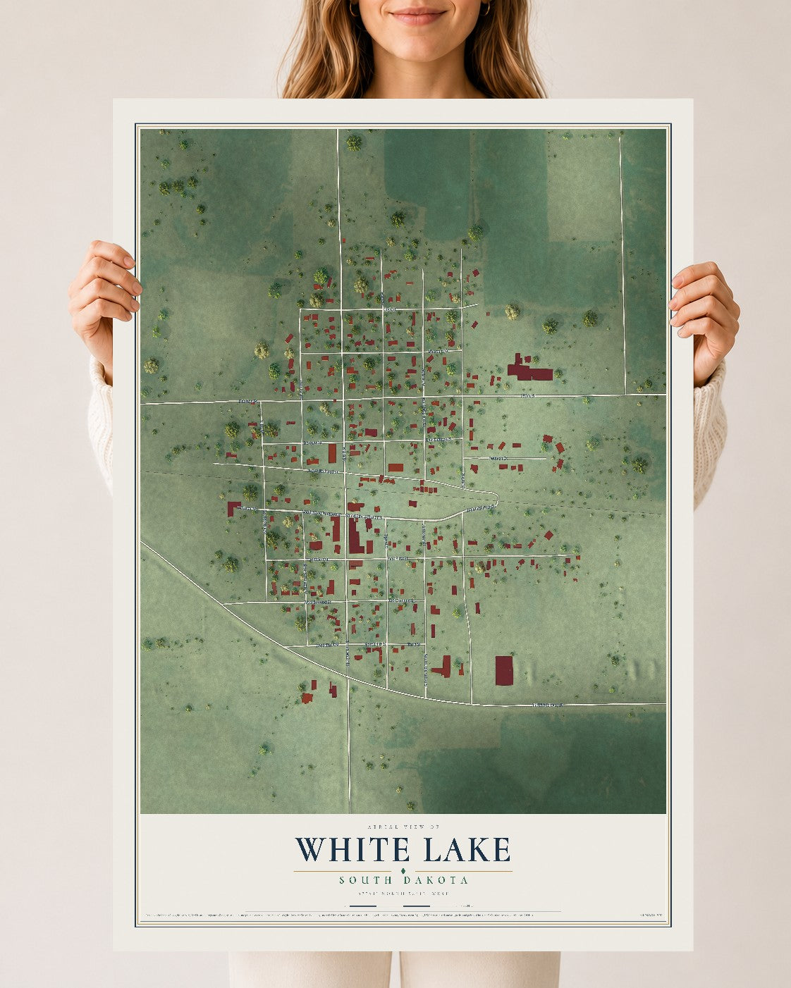 Map of White Lake, South Dakota, 24 x 36 inch unframed archival matte print